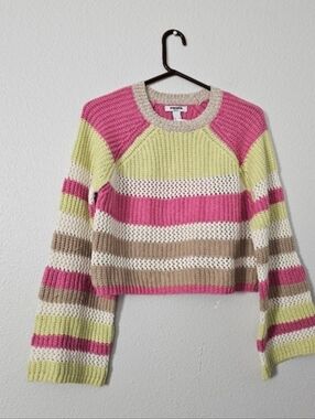 RSQ  :Pink & Lime Striped Knit Sweater Sz M